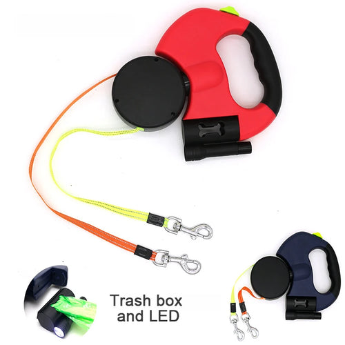 2 Color Retractable Dual Double Pet Leash Rope Zero Tangle Walk for Two Dog Walk the Dog Adjustable Pet Leash Pet Supplies