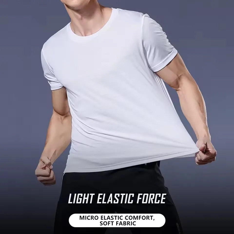 T-Shirt Sport Homme Manches Courtes – Séchage Rapide, Anti-Transpiration, Gym et Running